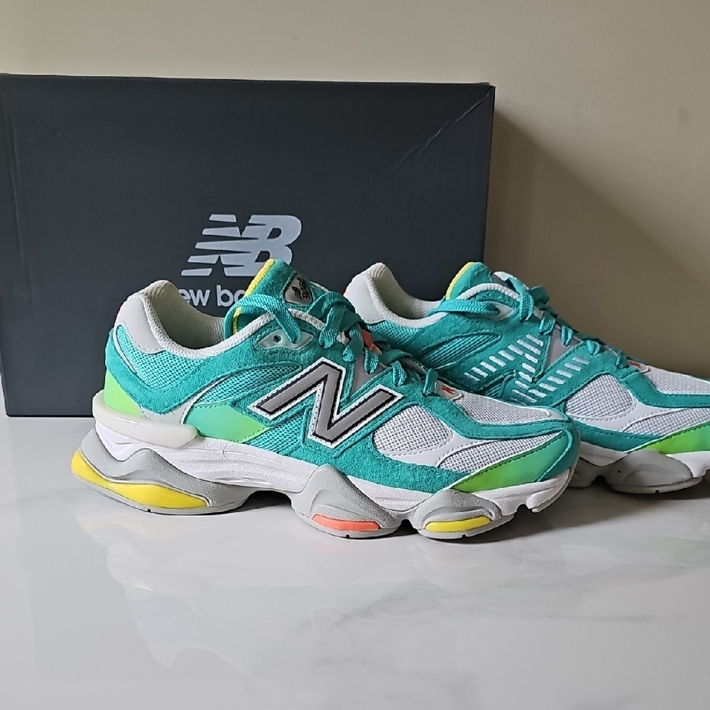 New Balance 9060 Turquoise and White Athletic Shoes